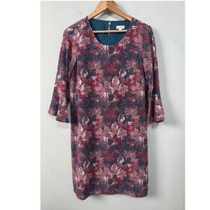 Garnet Hill | Dresses | Garnet Hill Silk Floral Bell Sleeve Shift Dress ...